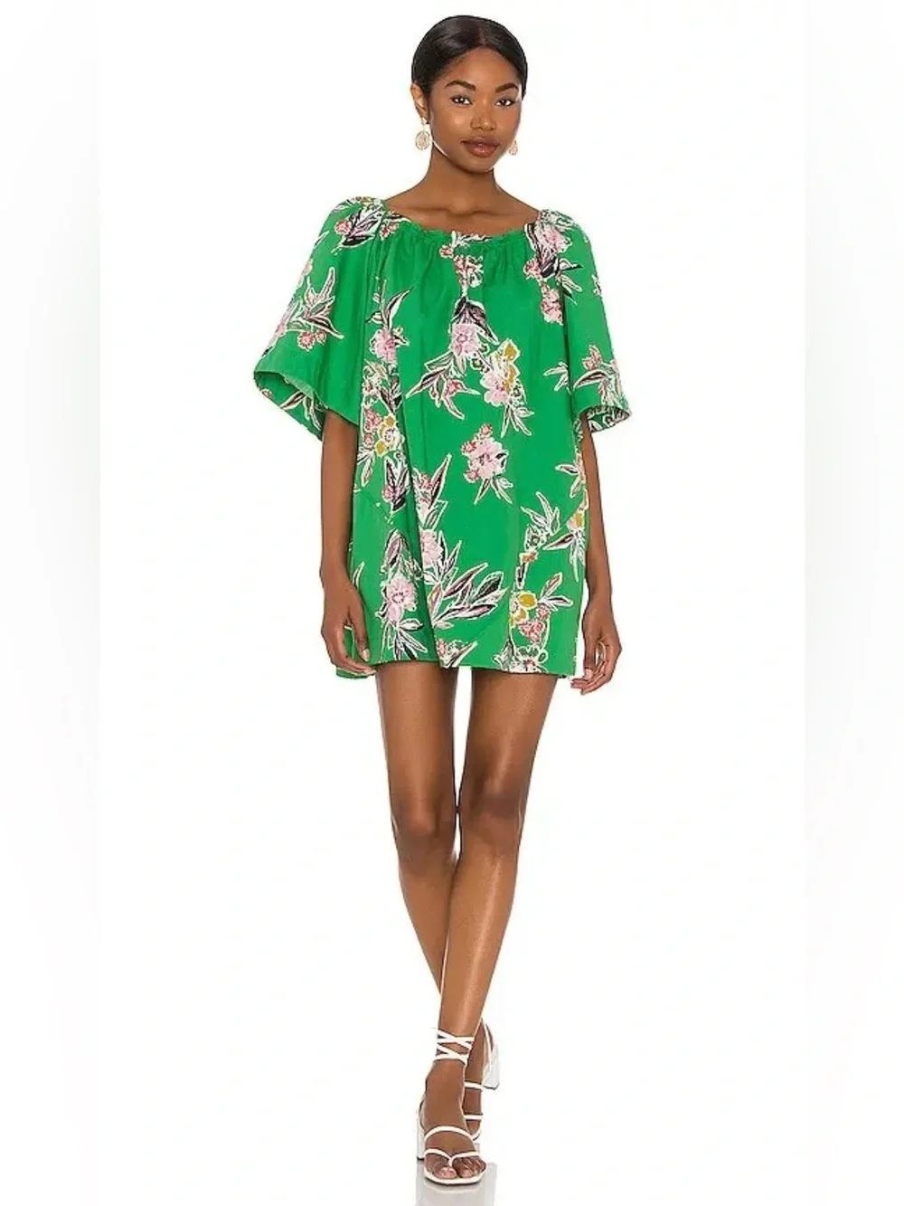 Free People Jodie Printed Tunic in Green Gardenia Combo
